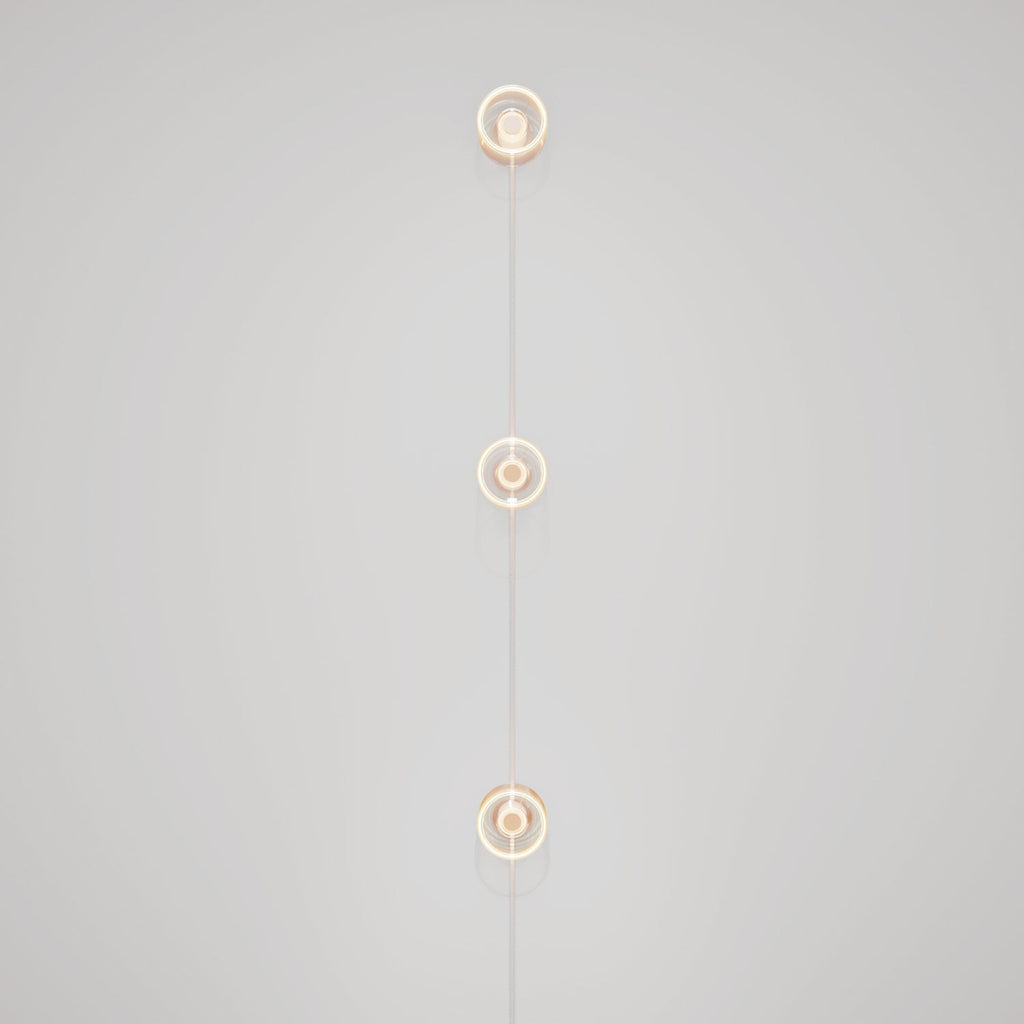 Wandleuchte Spostaluce mit Stecker, 3 Ghost-Glühbirnen und grauem melange Textilkabel