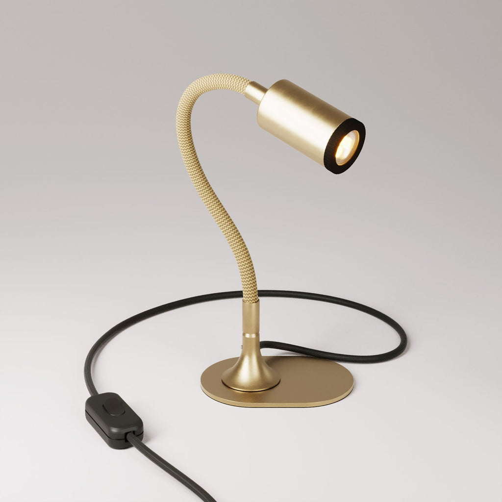 Schreibtischlampe MAG-Y mit Flex, ovalem Metallfuß und Spotlicht - Satiniert Bronze