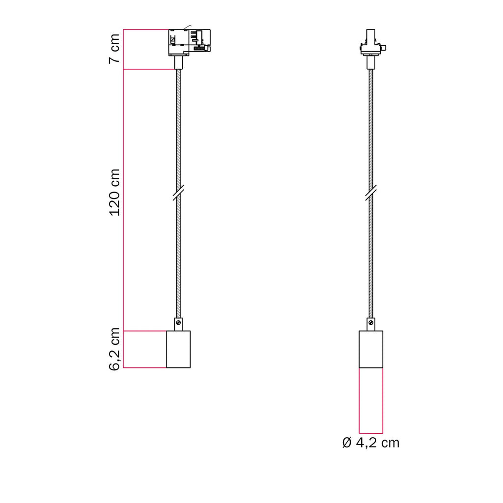Deckenleuchte aus Metall für Schienensysteme – Schwarz – Ansicht 6