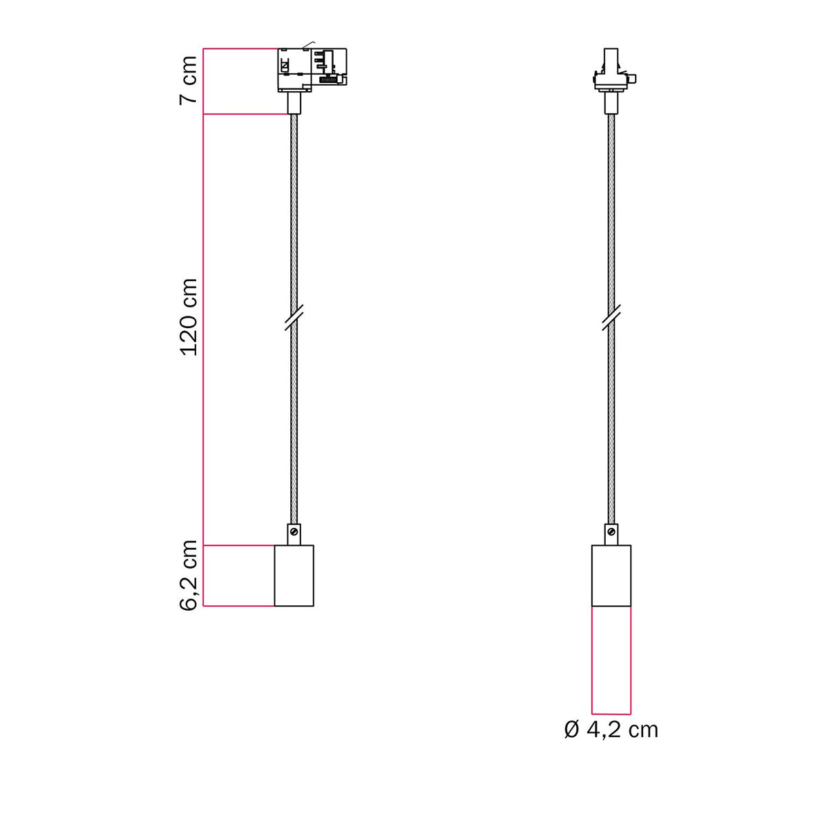 Deckenleuchte aus Metall für Schienensysteme – Schwarz – Ansicht 6