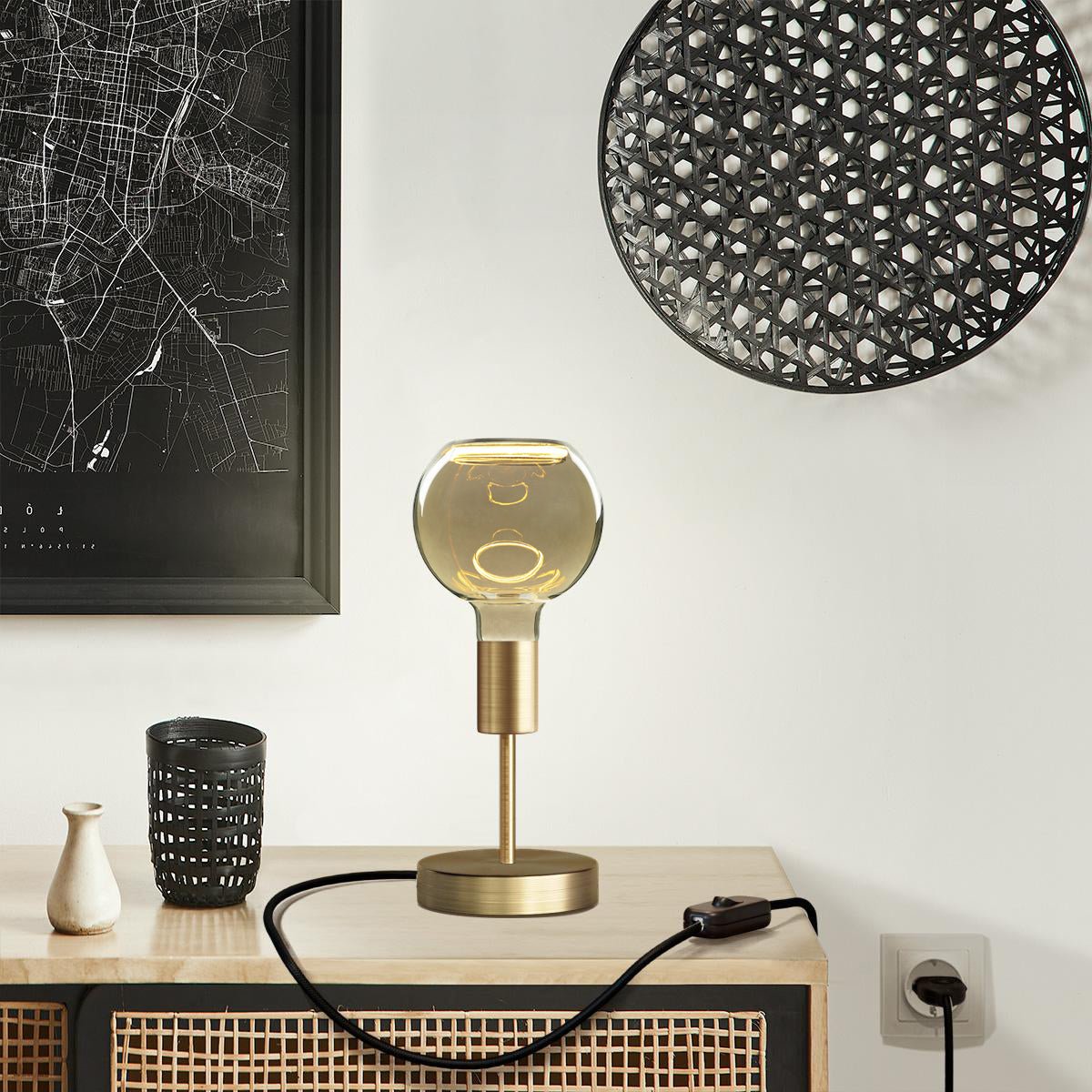 Tischleuchte Alzaluce Globo Ghost aus Metall – Satinbronze – Ansicht 2
