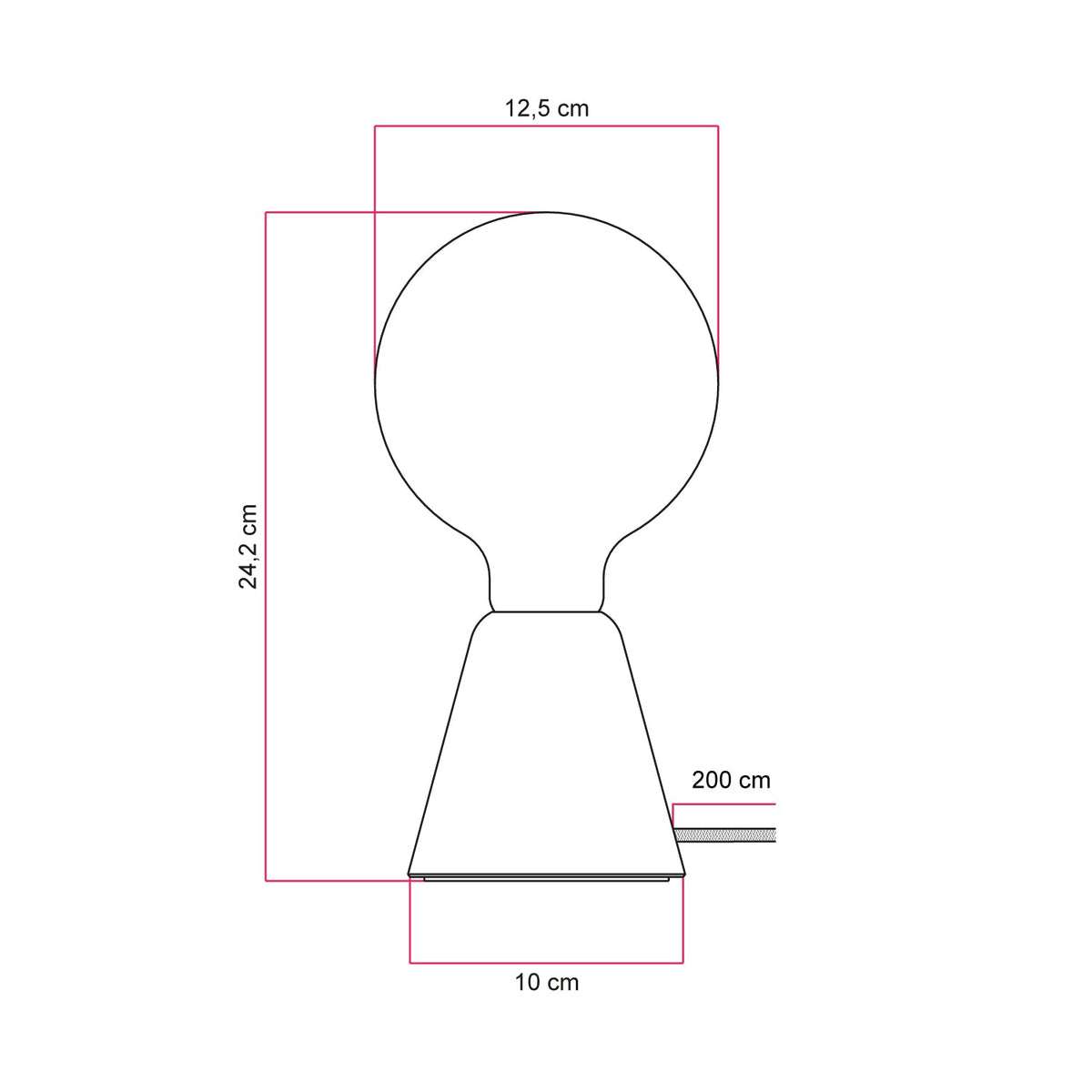 Tischlampe mit Basis aus Erlenholz, transparentem Leuchtmittel, RM01-Kabel und EU-Stecker – Ansicht 6