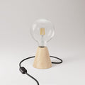 Tischlampe mit Sockel aus Erle, transparenter Glühbirne, Kabel RM04 und EU-Stecker