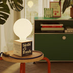 Tischlampe Cubetto „Bimbi c’è l’onde“ mit Glühbirne in Globusform mit Porzellan-Effekt – Tuttapolpa – Ansicht 2