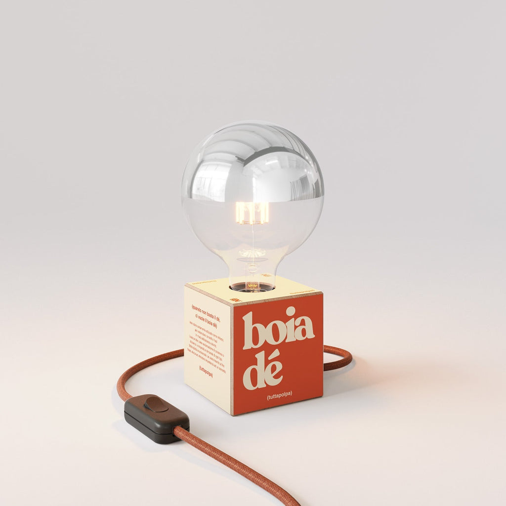Tischlampe Cubetto "Boia de" mit Glühbirne Globus halb Kugel Silber - Tuttapolpa