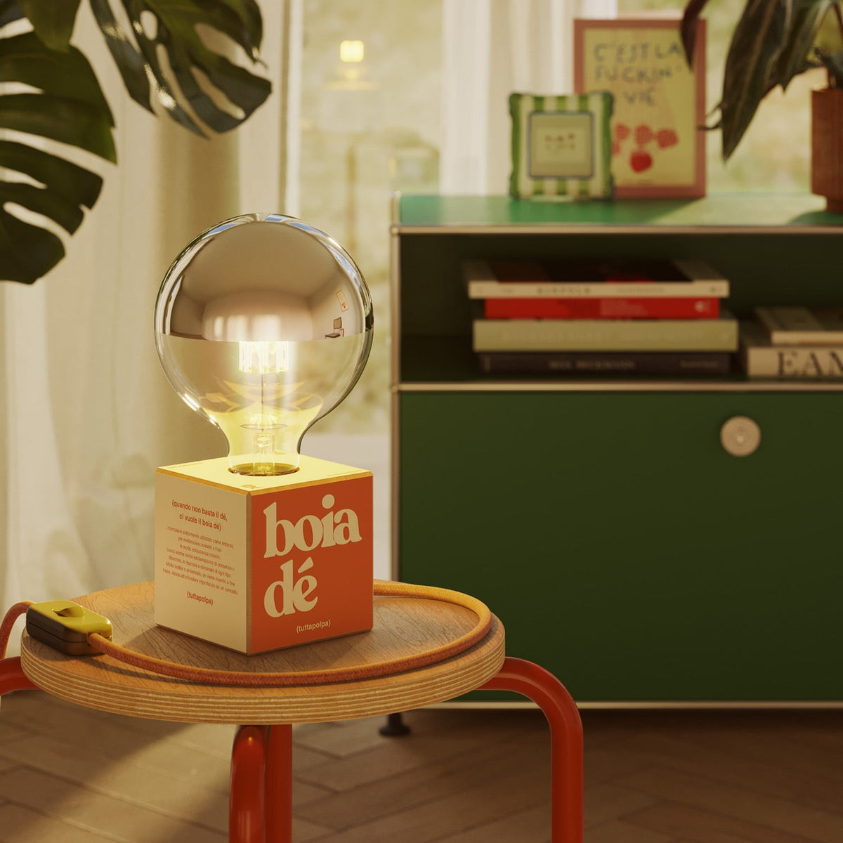 Tischlampe Cubetto "Boia de" mit Glühbirne Globus halb Kugel Silber - Tuttapolpa – Ansicht 2