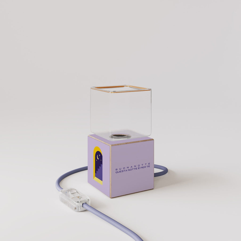 Tischlampe Cubetto „Buonanotte fiorellino“ mit Ghost-Glühbirne – Santomanifesto – Ansicht 4