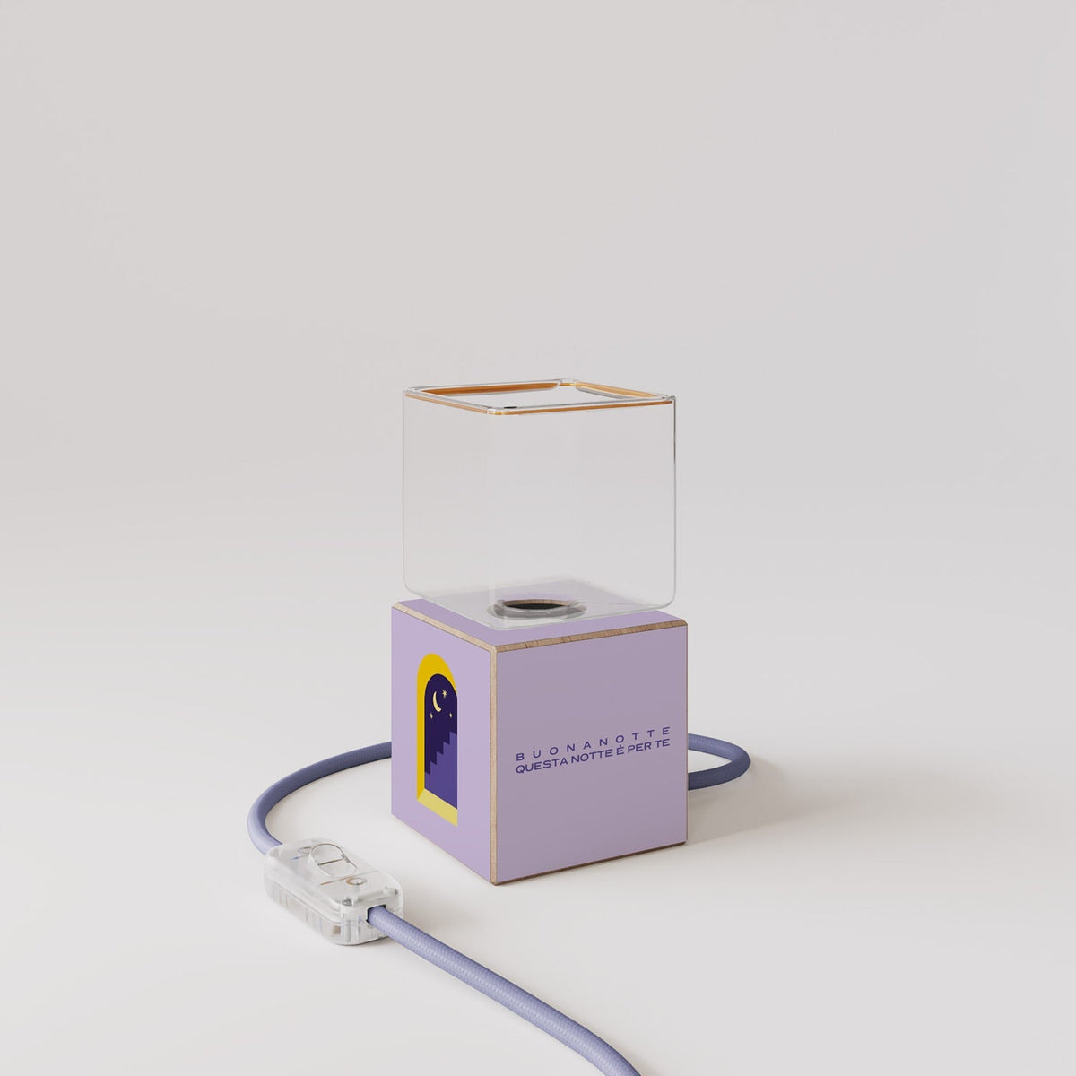 Tischlampe Cubetto „Buonanotte fiorellino“ mit Ghost-Glühbirne – Santomanifesto – Ansicht 4