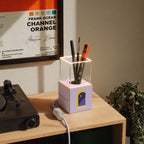 Tischlampe Cubetto „Buonanotte fiorellino“ mit Ghost-Glühbirne – Santomanifesto – Ansicht 3