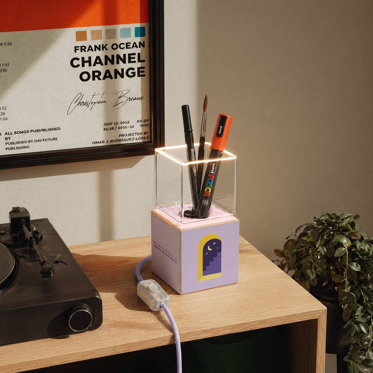 Tischlampe Cubetto „Buonanotte fiorellino“ mit Ghost-Glühbirne – Santomanifesto – Ansicht 3