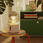 Tischlampe Cubetto „Buonanotte fiorellino“ mit Glühbirnen-Globe, halbverspiegelte Silberkugel - Santomanifesto – Ansicht 2