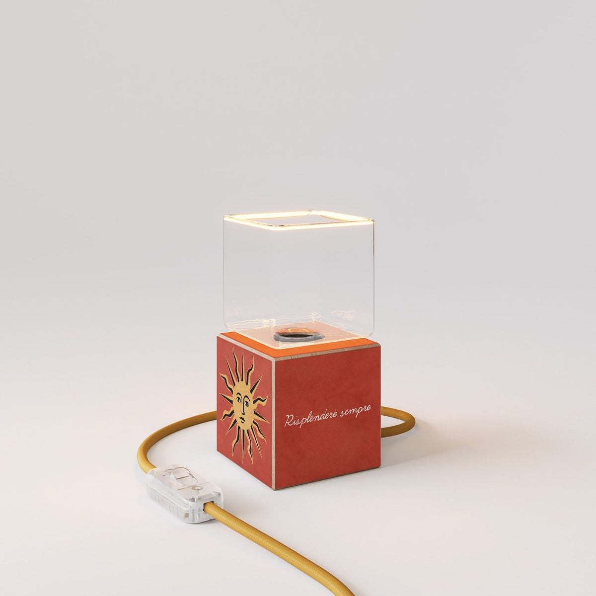 Tischlampe Cubetto "Il sole" mit Ghost-Glühbirne - Santomanifesto
