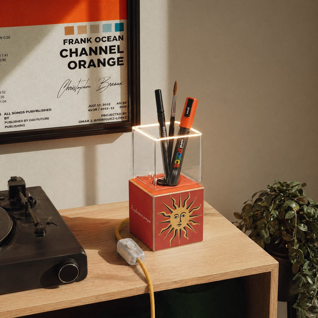 Tischlampe Cubetto "Il sole" mit Ghost-Glühbirne - Santomanifesto – Ansicht 3