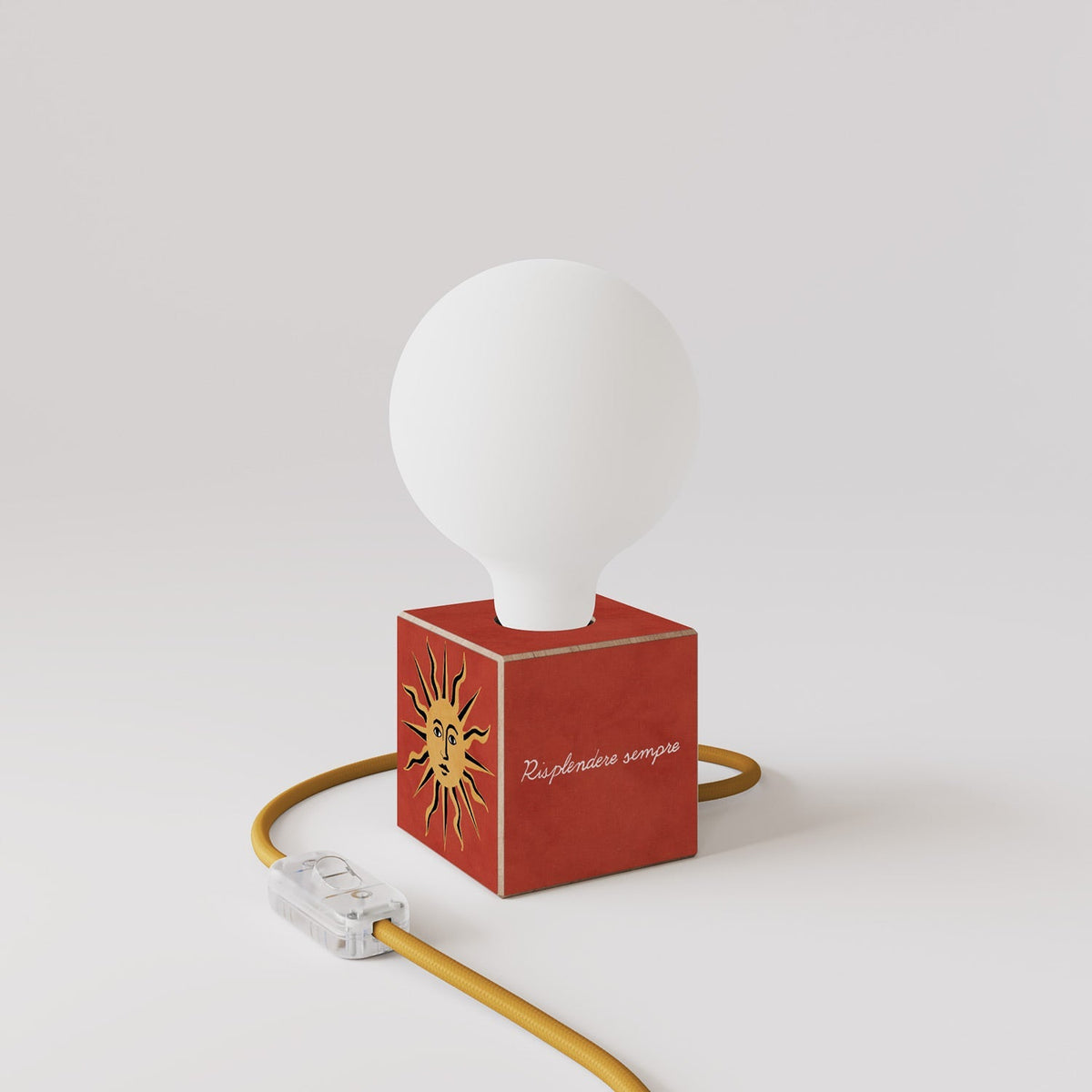 Tischlampe Cubetto „Die Sonne“ mit Glühbirne in Globusform mit Porzellan-Effekt – Santomanifesto – Ansicht 3
