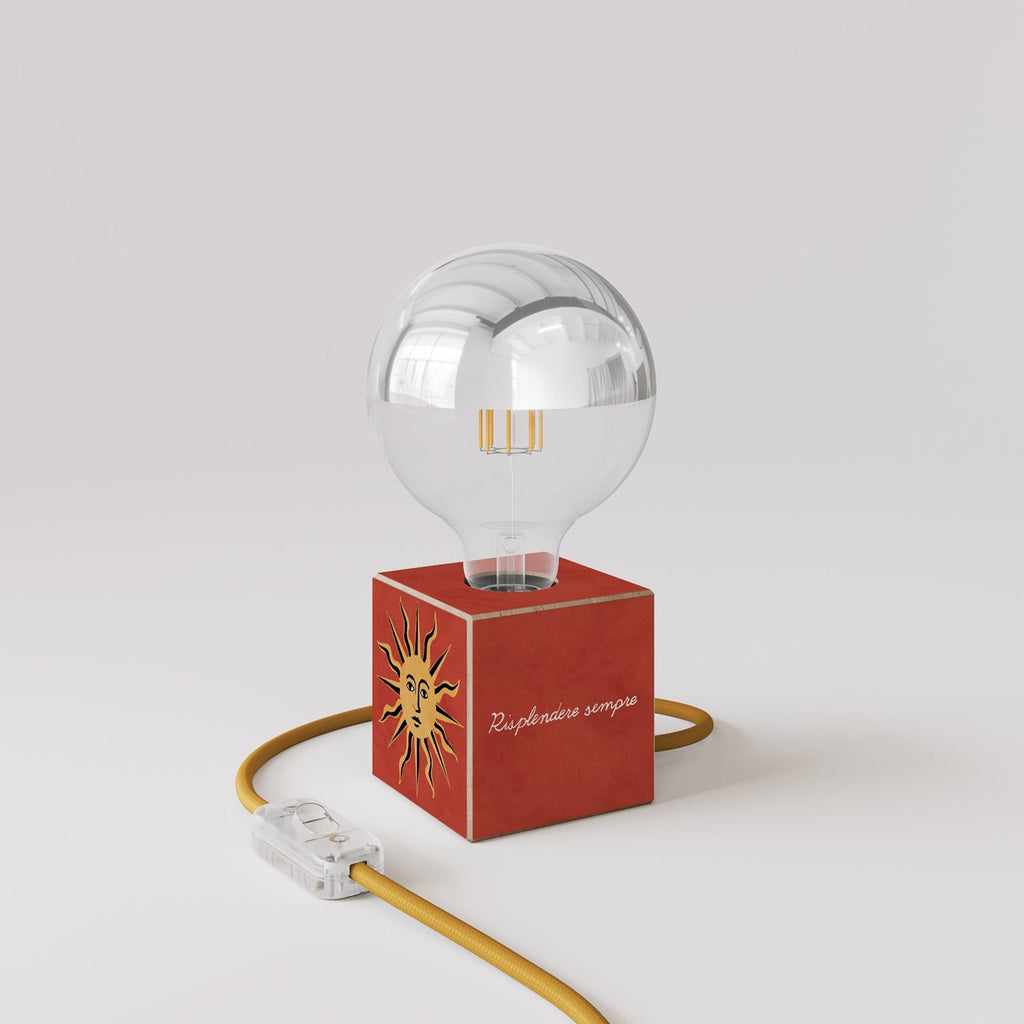 Tischlampe Cubetto „Il sole“ mit Glühbirnen-Globe, halbverspiegelte Silberkugel - Santomanifesto – Ansicht 3