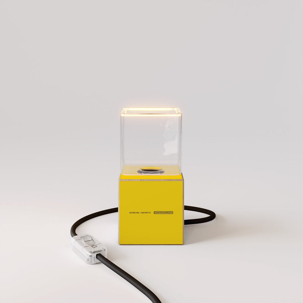 Tischlampe Cubetto "Ti odio amore mio" mit Ghost-Glühbirne - Santomanifesto – Ansicht 5