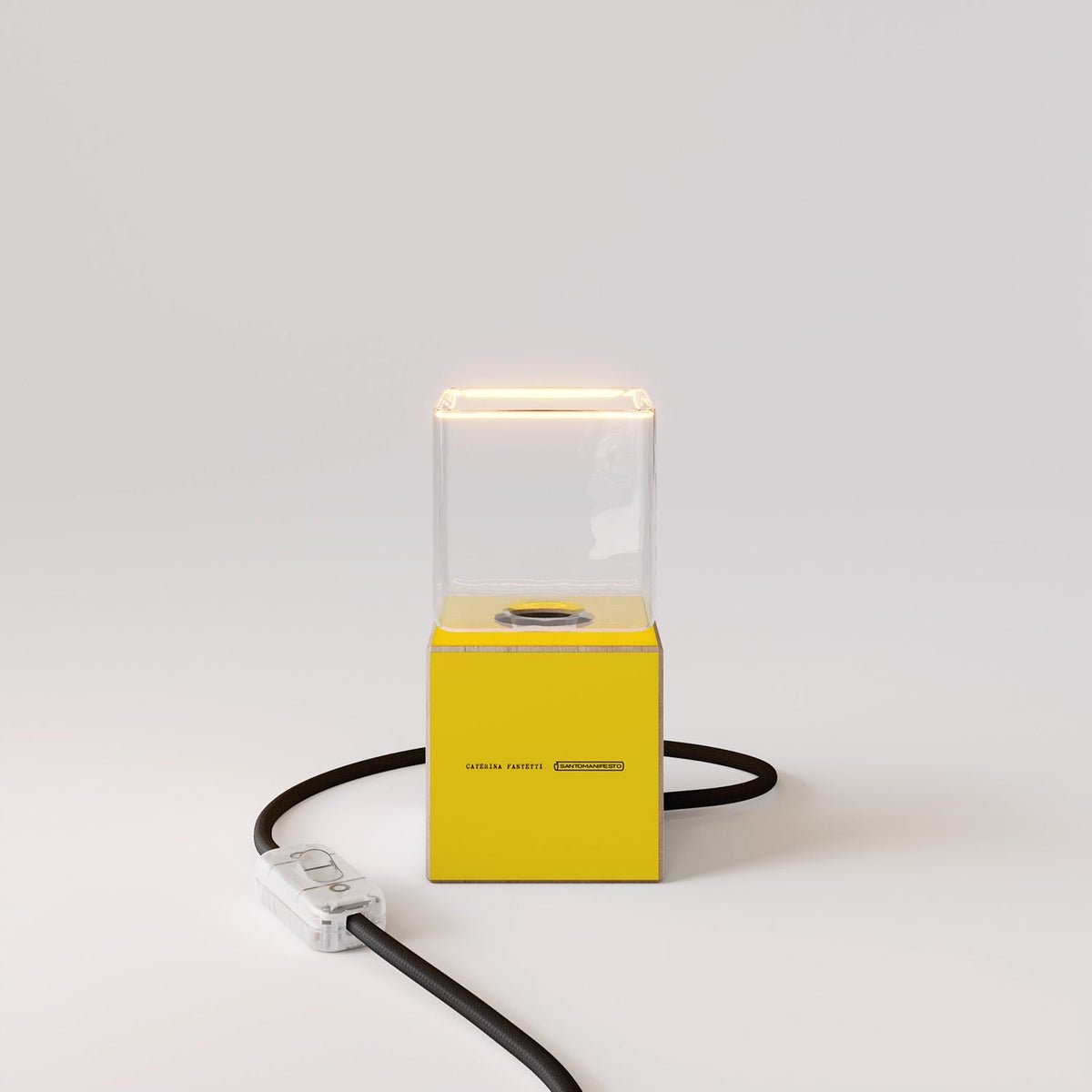 Tischlampe Cubetto "Ti odio amore mio" mit Ghost-Glühbirne - Santomanifesto – Ansicht 5