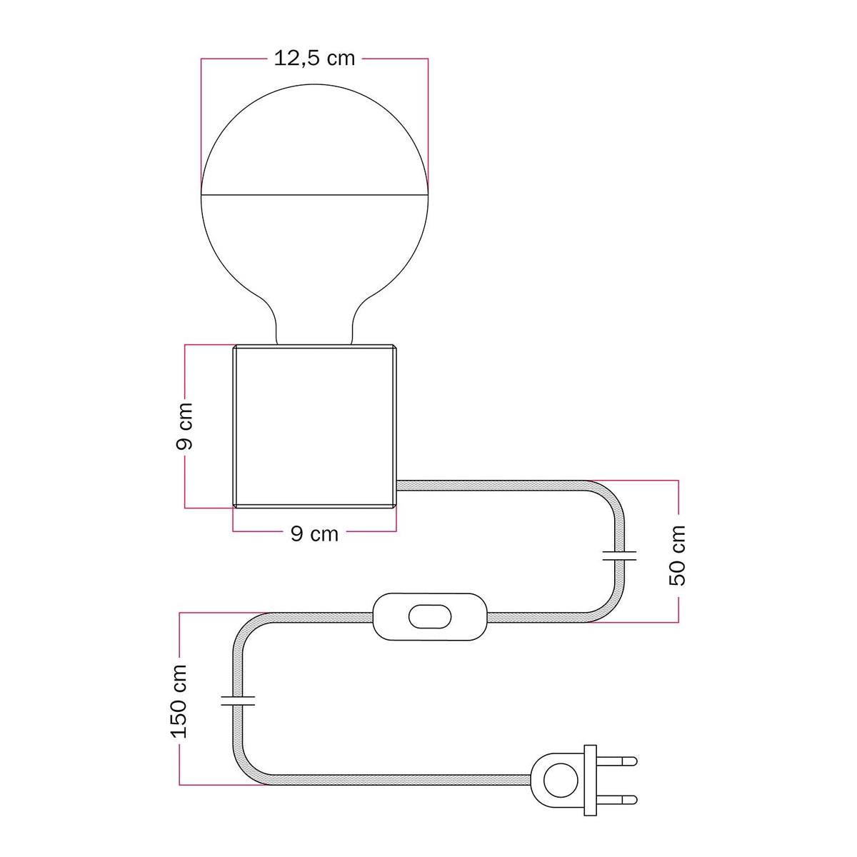 Tischlampe Cubetto „Ti odio amore mio“ mit halbverspiegelter Glühbirne in Globusform – Santomanifesto – Ansicht 7