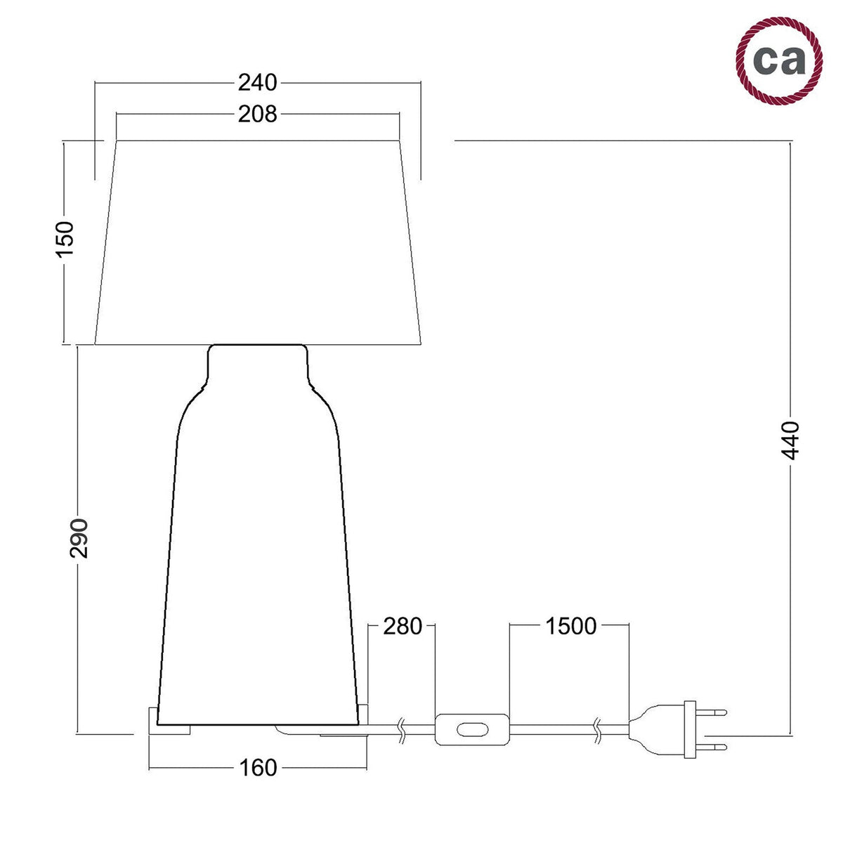 Tischleuchte aus Keramikflasche mit Athena-Lampenschirm - Naturjute – Ansicht 4