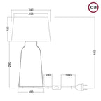 Tischlampe aus Keramikflasche mit Lampenschirm Athena – Schwarz – Ansicht 4