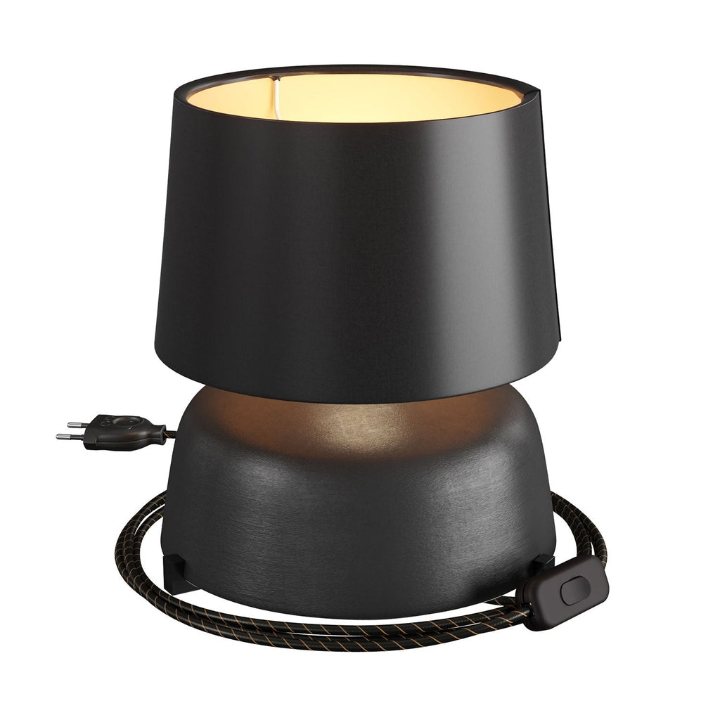 Tischlampe aus Keramik Schale mit Lampenschirm Athena - Schwarz