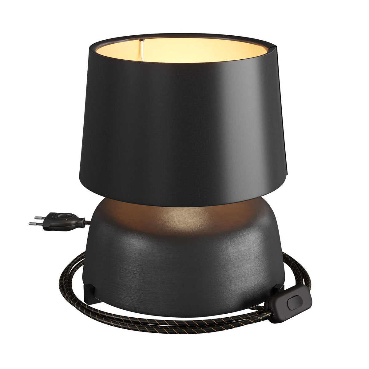 Tischlampe aus Keramik Schale mit Lampenschirm Athena - Schwarz