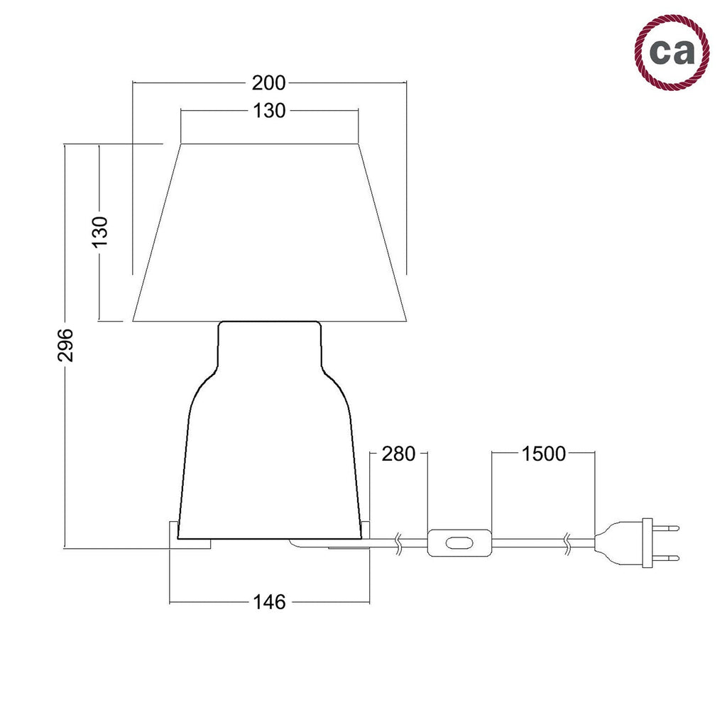 Tischleuchte aus Keramik Vase mit Impero-Lampenschirm – Schwarz – Ansicht 4