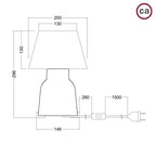 Tischleuchte aus Keramik Vase mit Impero-Lampenschirm – Schwarz – Ansicht 4