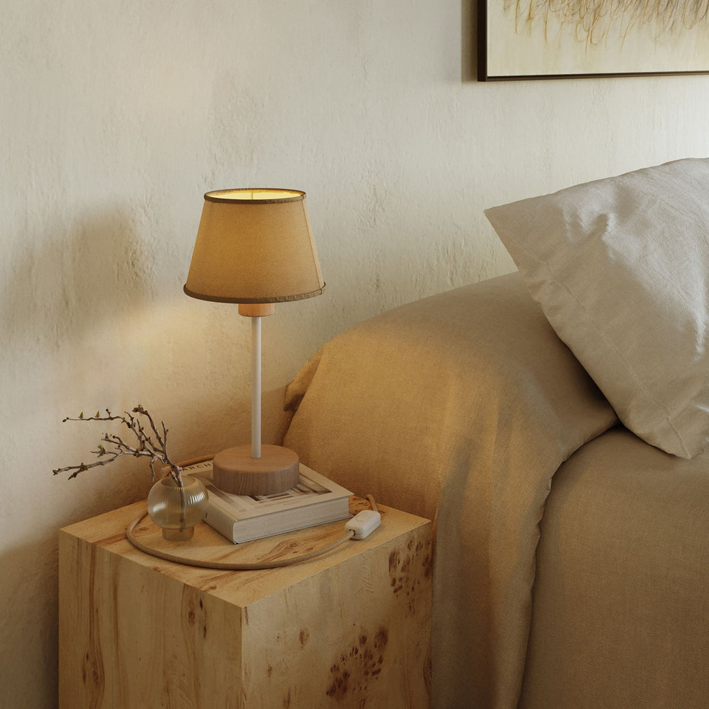 Tischlampe aus Holz zur Aufnahme eines Lampenschirms - Alzaluce Wood - Neutral – Ansicht 2