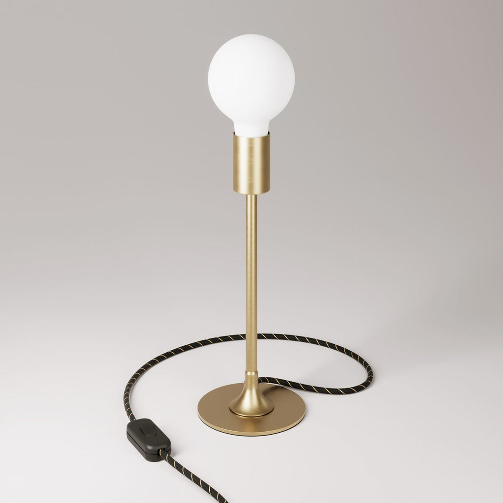 Tischlampe MAG-Y mit runder Metallbasis – Satiniertes Bronze