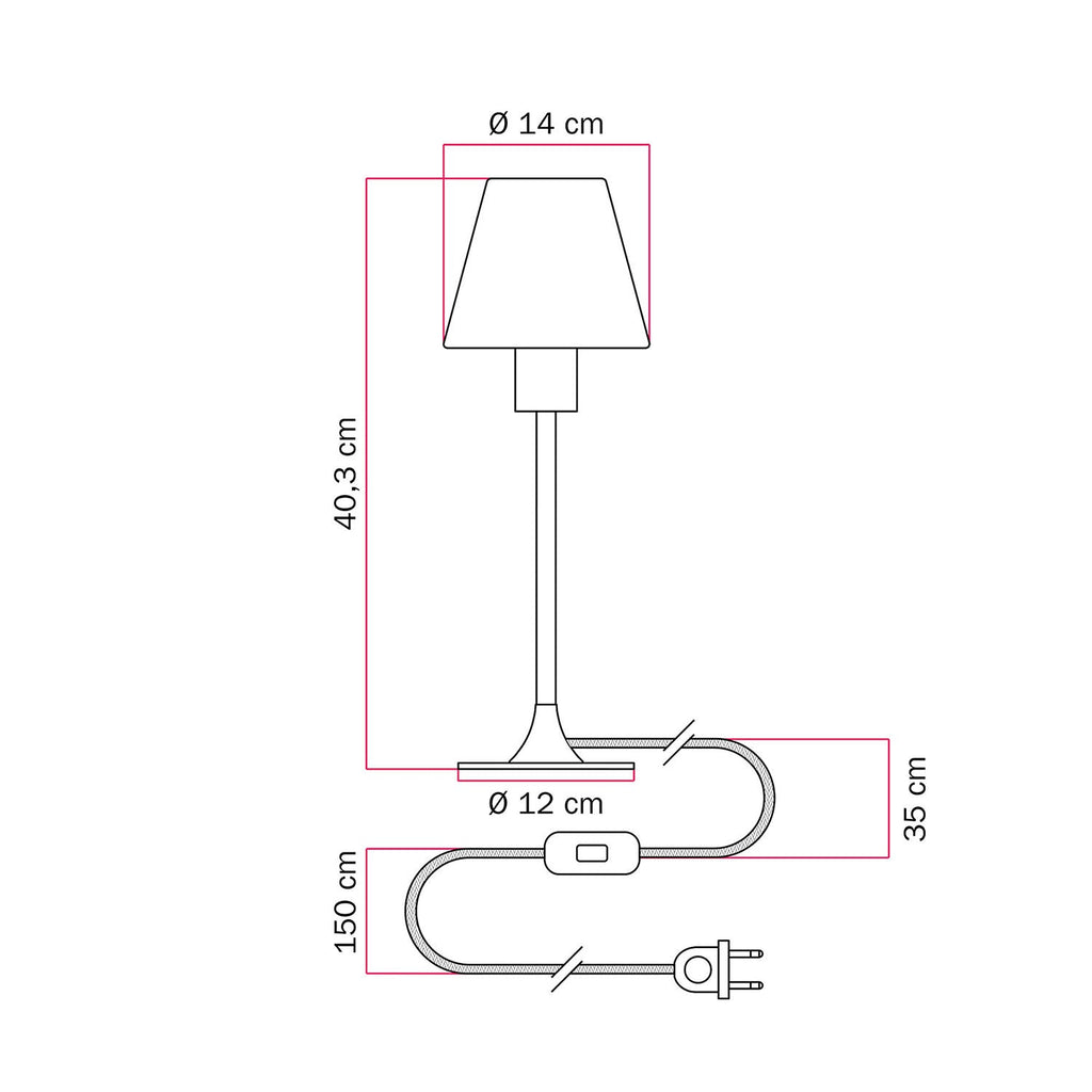 MAG-Y Tischleuchte mit rundem Metallsockel und Schirm – Mattweiß – Ansicht 5