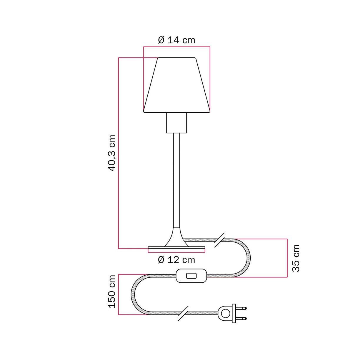MAG-Y Tischleuchte mit rundem Metallsockel und Schirm – Mattweiß – Ansicht 5