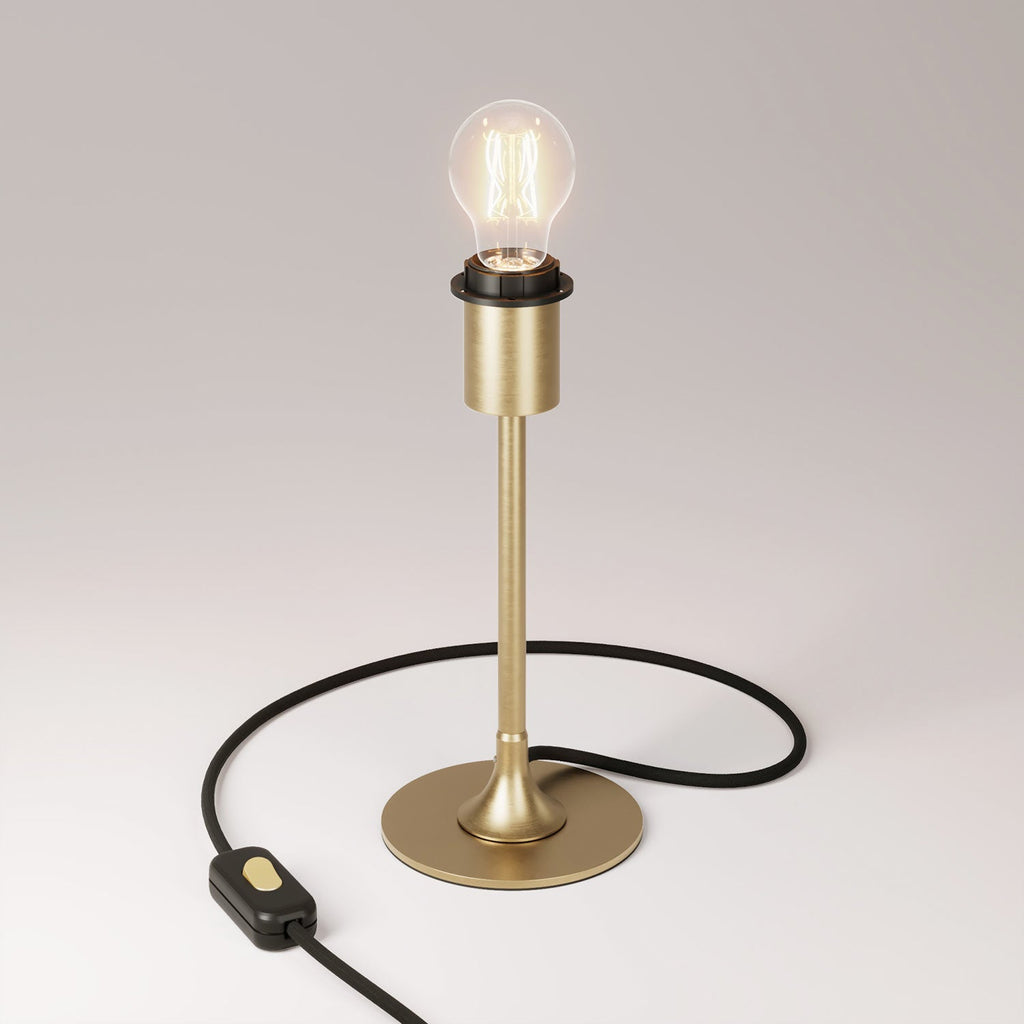 MAG-Y Tischlampe mit runder Metallbasis und Vorrichtung für Lampenschirm – Satinbronze