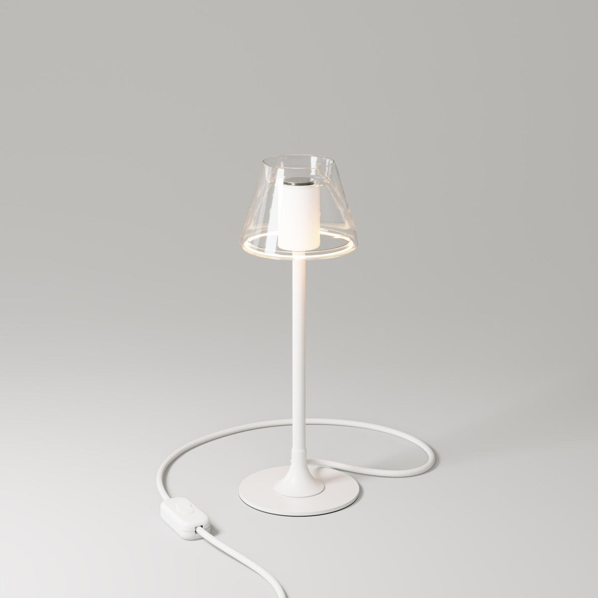 Tischlampe MAG-Y G07 mit rundem Metallfuß – Mattweiß