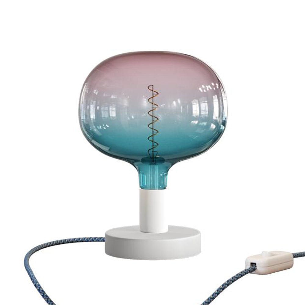 Tischlampe Posaluce Cobble aus Metall – Mattweiß
