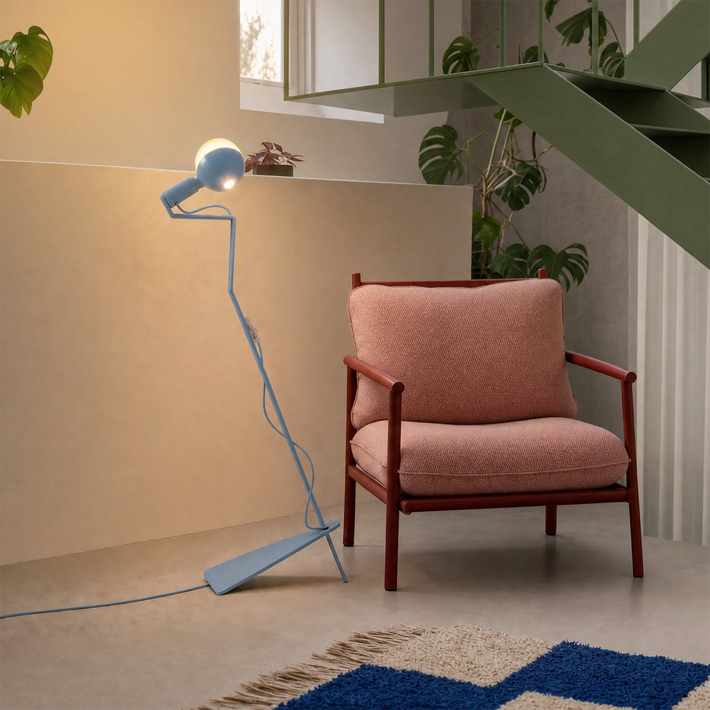 Neigbare Stehleuchte mit lackierter LED-Glühbirne G125 – Mario Talia – Blau – Ansicht 2