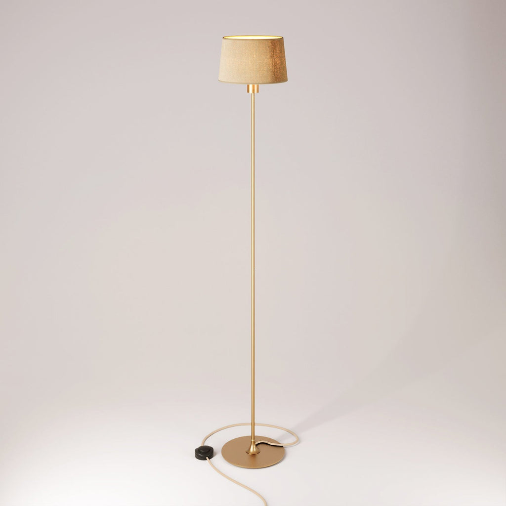 Stehleuchte MAG-Y mit runder Metallbasis und Athena-Schirm – Satin-Bronze
