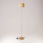 Stehleuchte MAG-Y mit runder Metallbasis und Athena-Schirm – Satin-Bronze