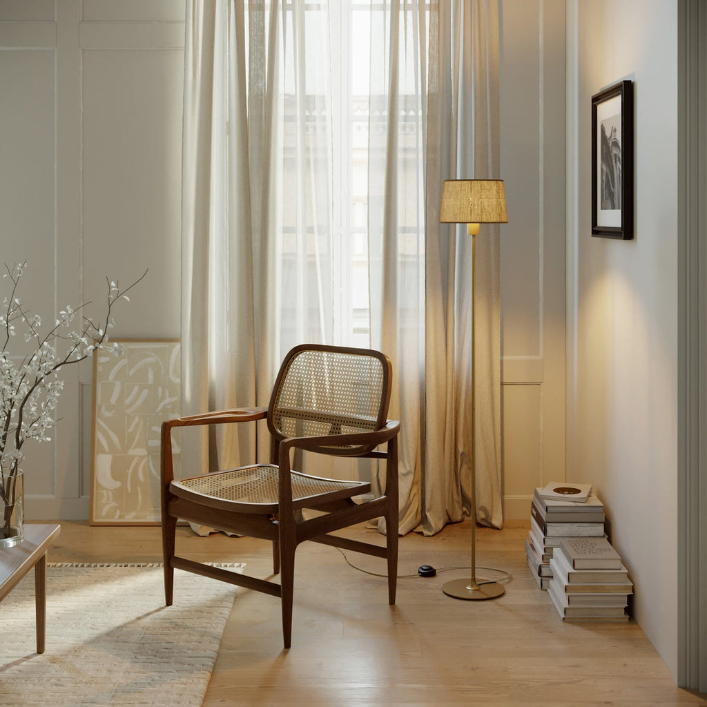 Stehleuchte MAG-Y mit runder Metallbasis und Athena-Schirm – Satin-Bronze – Ansicht 2