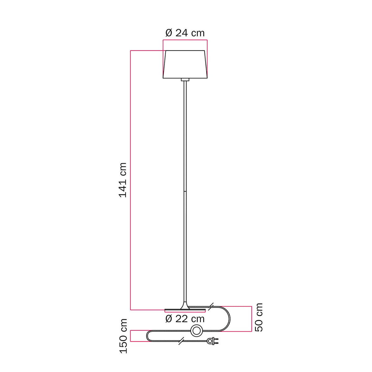 Stehlampe MAG-Y mit rundem Metallfuß und Athena-Lampenschirm – Schwarz – Ansicht 5