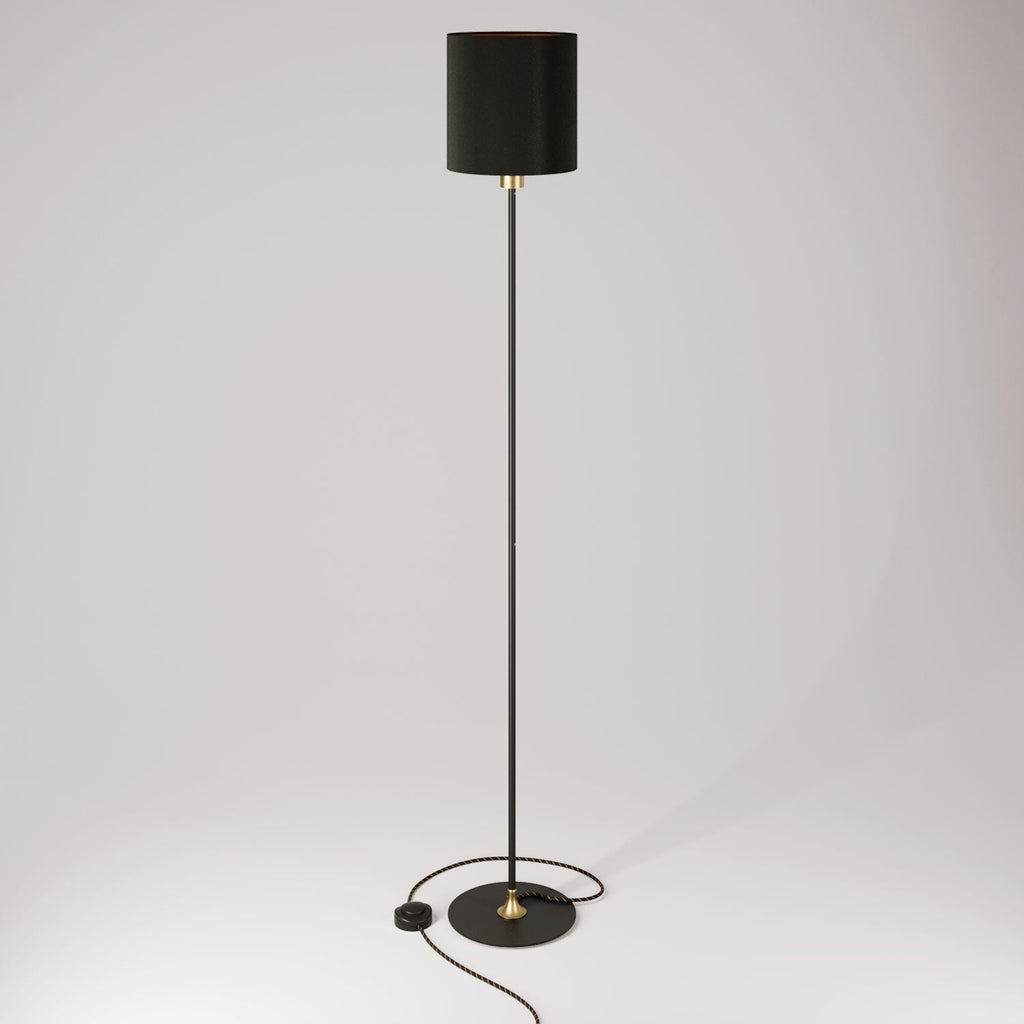 MAG-Y Stehlampe mit runder Metallbasis und Zylinderschirm M - Satinbronze