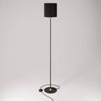 MAG-Y Stehlampe mit runder Metallbasis und Zylinderschirm M - Satinbronze