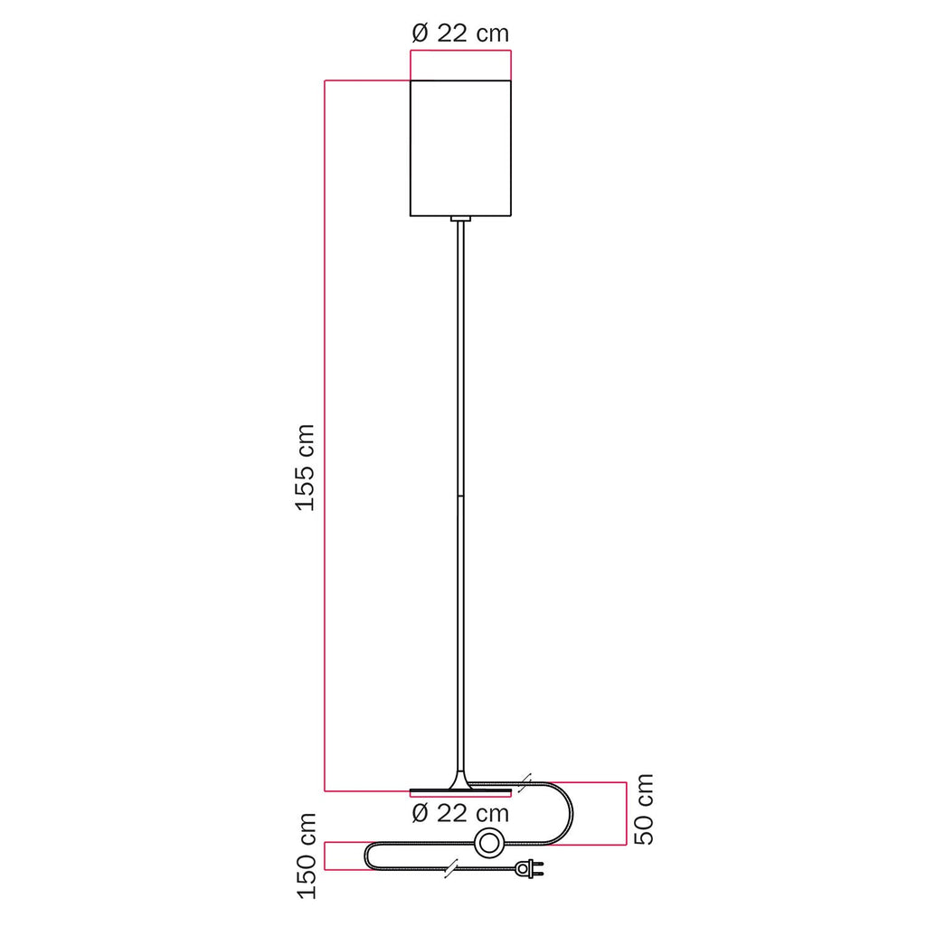 Stehlampe MAG-Y mit rundem Metallfuß und Lampenschirm Cilindro M – Schwarz – Ansicht 5
