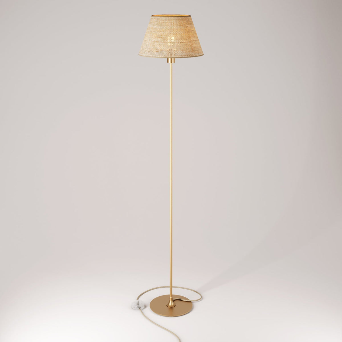 Stehleuchte MAG-Y mit runder Metallbasis und Impero M Lampenschirm – Satin-Bronze