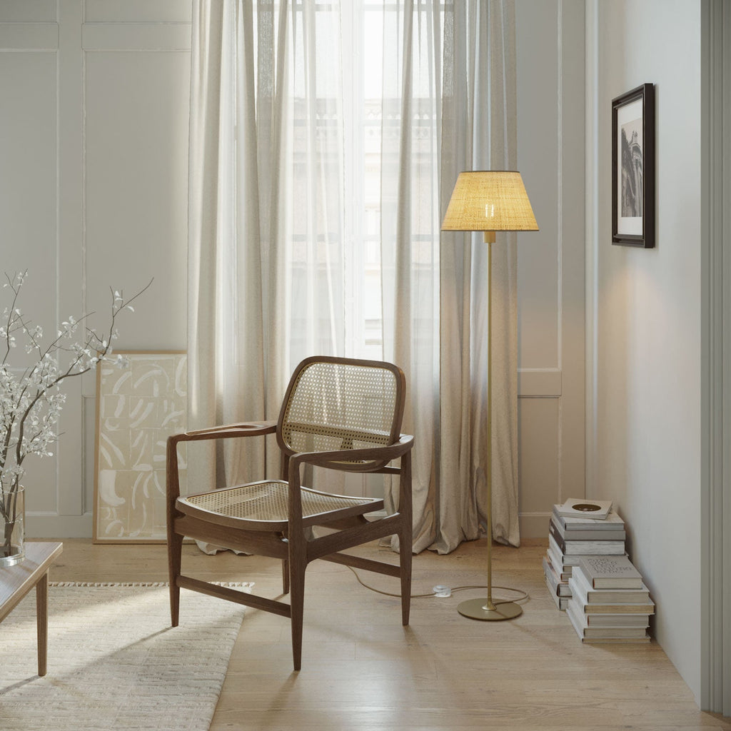 Stehleuchte MAG-Y mit runder Metallbasis und Impero M Lampenschirm – Satin-Bronze – Ansicht 2