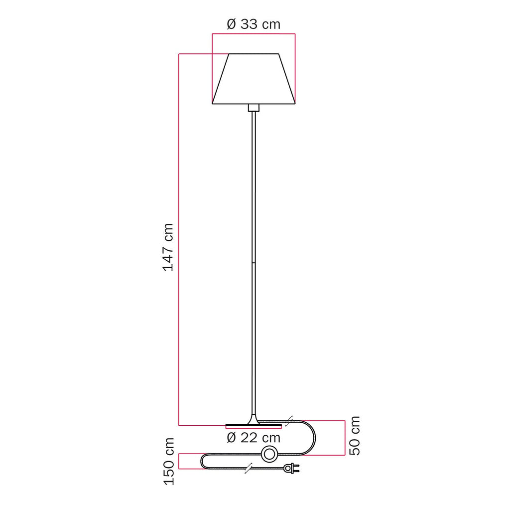 Stehlampe MAG-Y mit runder Metallbasis und Impero M-Lampenschirm – Schwarz – Ansicht 5