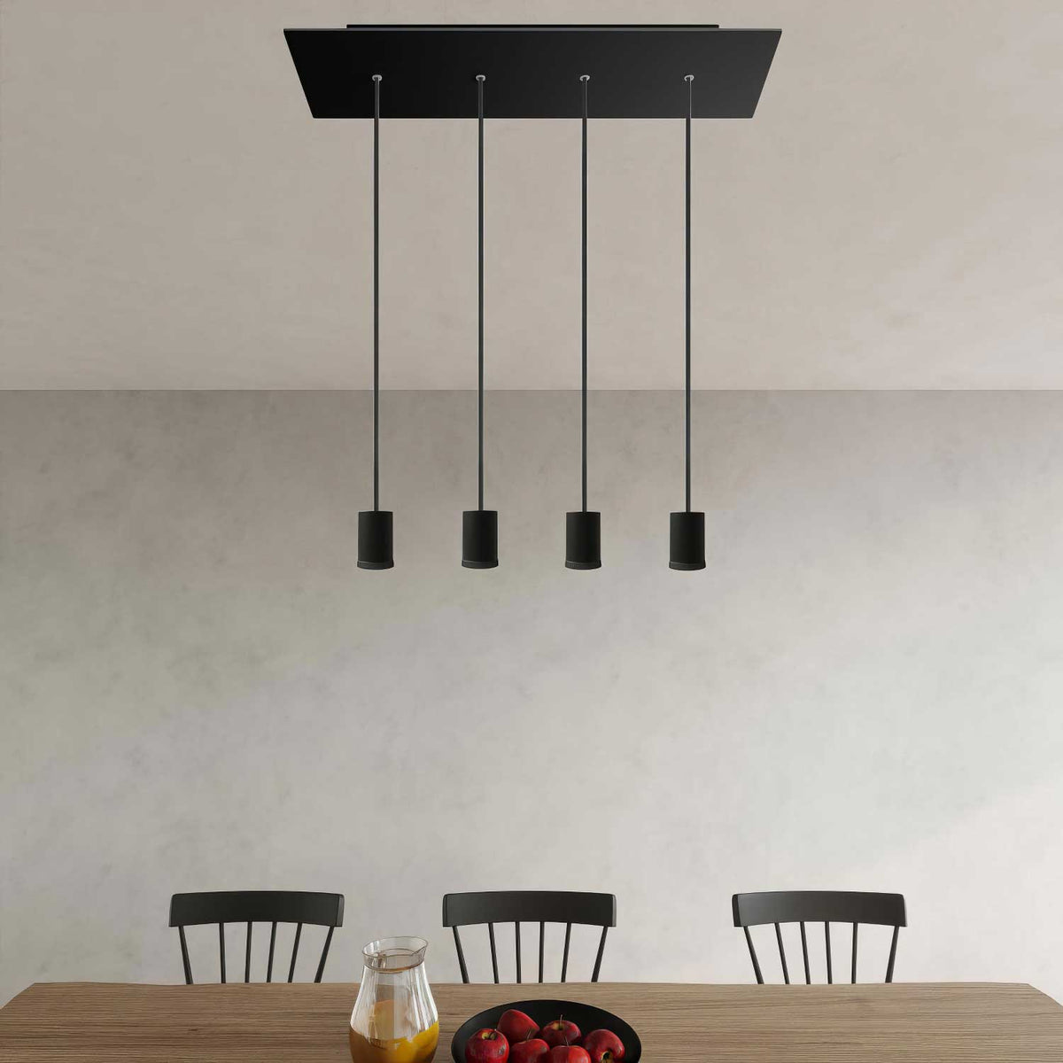 Pendelleuchte mit 4 GU1d0-Spots und XXL Rose-One rechteckig 675 mm – Schwarz – Ansicht 2