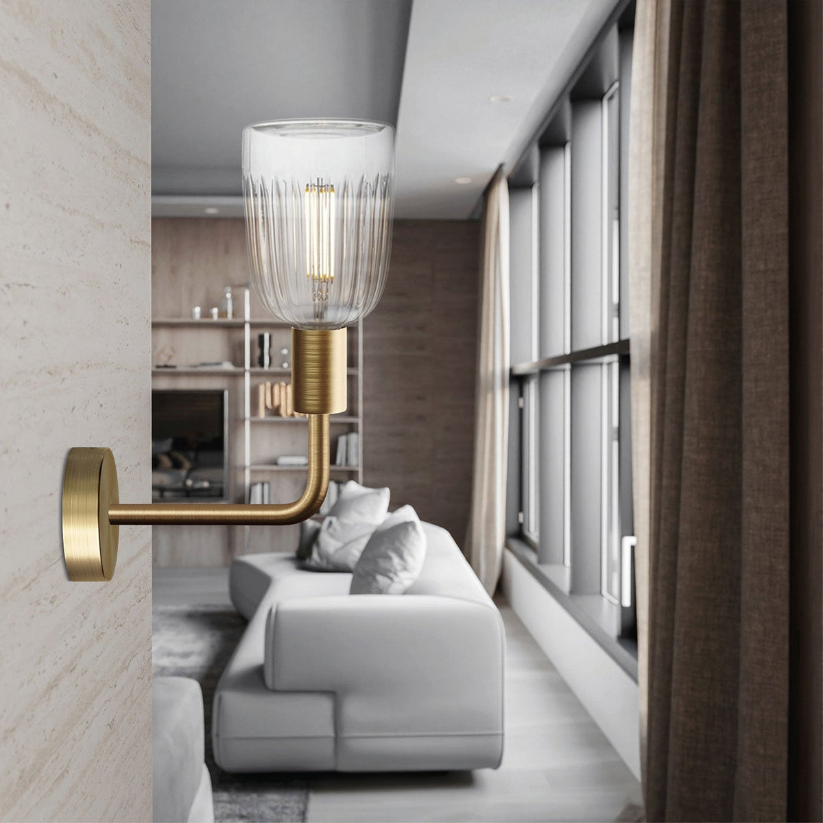 Fermaluce Elle Lampe aus Metall mit Crystal-Glühbirne – Satinbronze – Ansicht 2