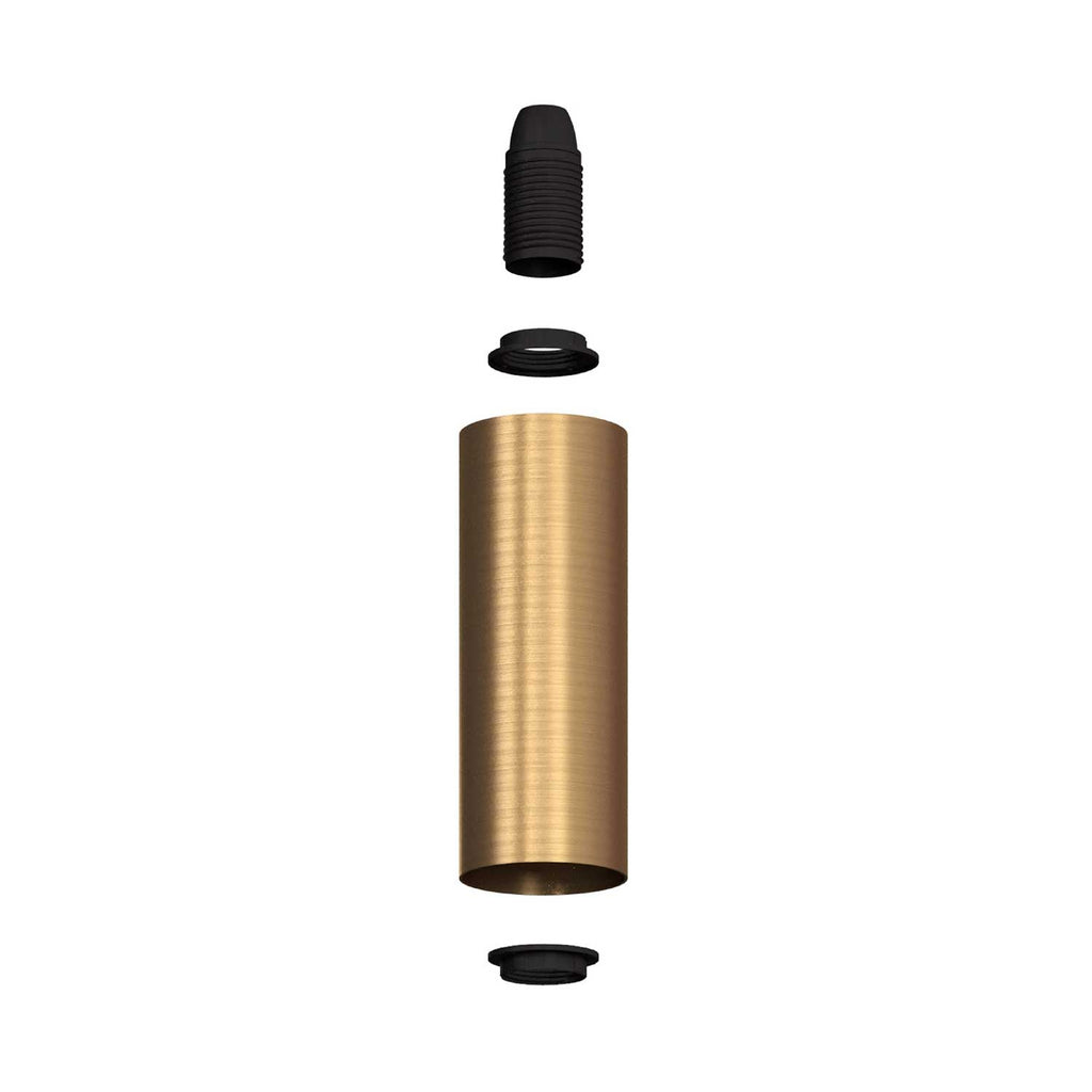 Fermaluce Flex 30 Lampe mit Mini-Deckenrosette mit Schalter und Spot mit Tub-E14-Lampenschirm – Satin Bronze – Ansicht 3