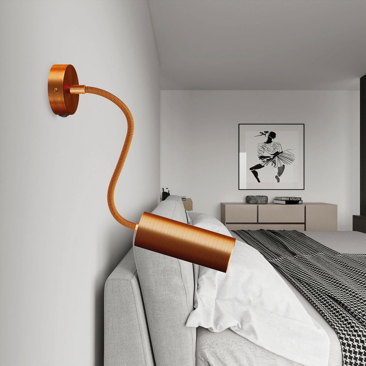 Fermaluce Flex 30 Leuchte mit Mini-Baldachin mit Schalter und Reflektor mit Tub-E14-Schirm - Satin-Kupfer – Ansicht 2